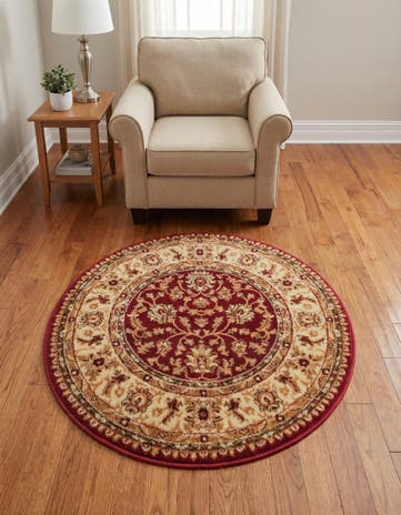 Red Aditi Round Rug