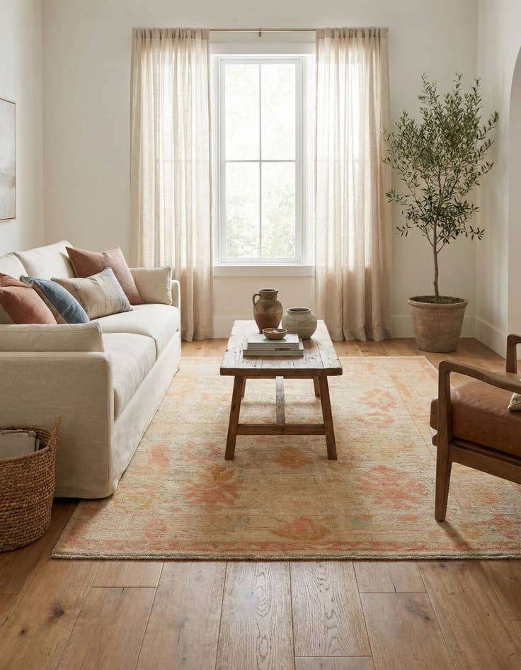 Detail image of 5' 1 x 7' 1 Hand Knotted Oushak Wool Rug