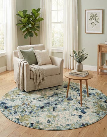 6' x 6' Washable Theia Round Rug