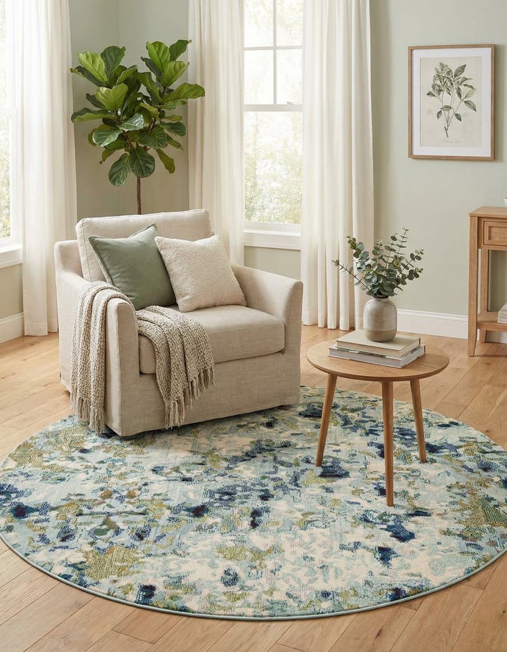 6' x 6' Washable Theia Round Rug