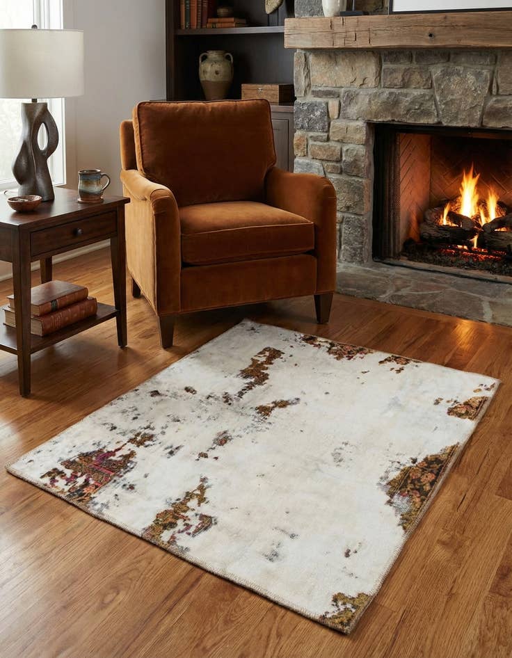 Detail image of 3' 8 x 4' Hand Knotted Ultra Vintage Persian Wool Square Rug