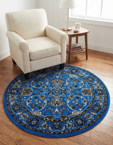 Dark Blue Yasmin Round Rug