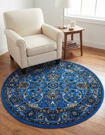 Dark Blue Yasmin Round Rug