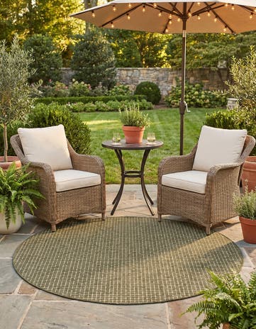 6' x 6' Easy-Clean Checkered Indoor / Outdoor Round Rug
