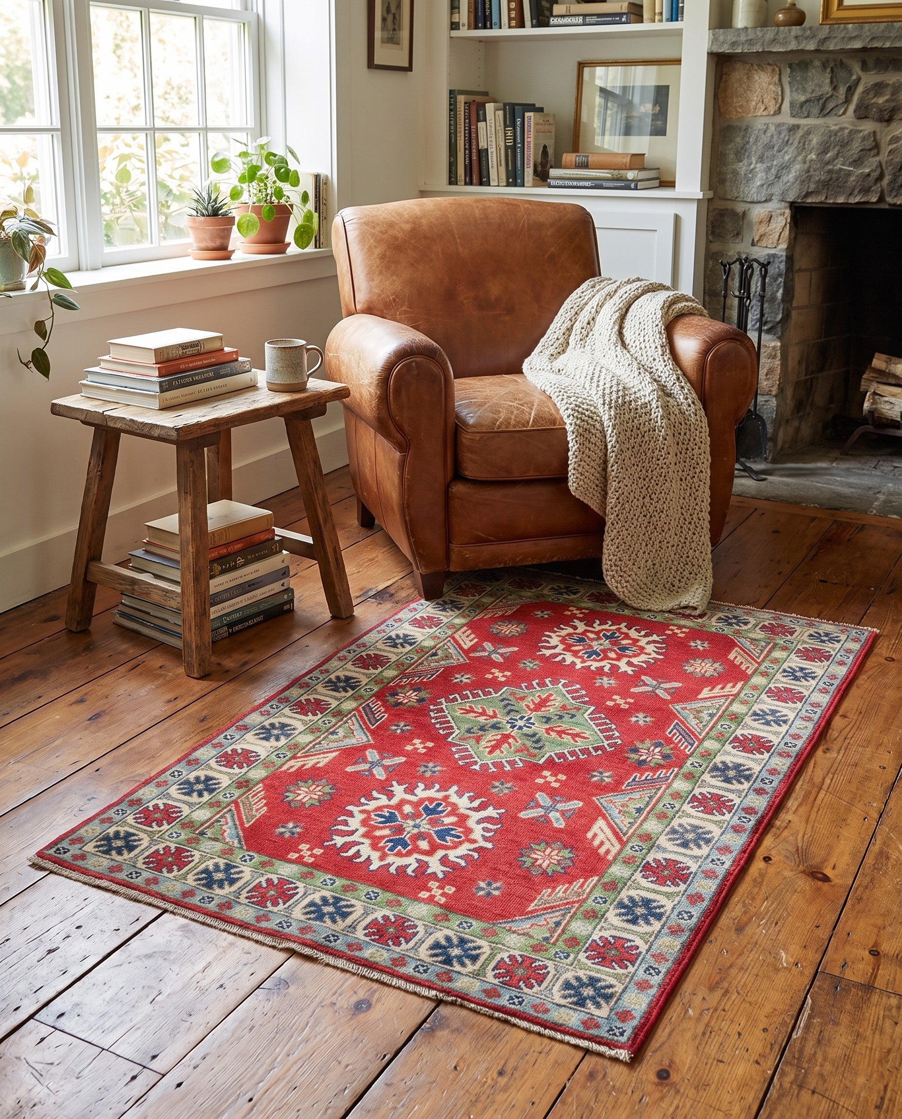 3' 3 x 4' 11 Hand Knotted Kazak Rug