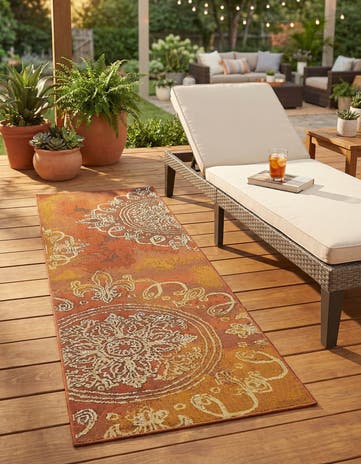 Brown Easy-Clean Modern Indoor / Outdoor Runner Rug