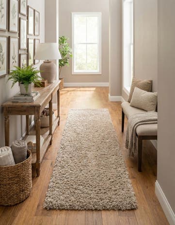 Linen Zermatt Shag Runner Rug