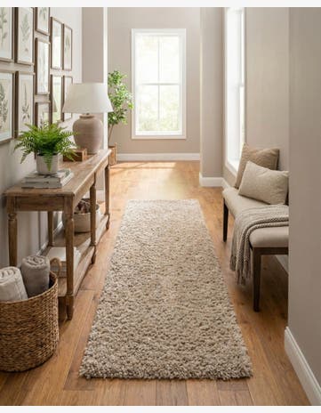 Linen Zermatt Shag Runner Rug