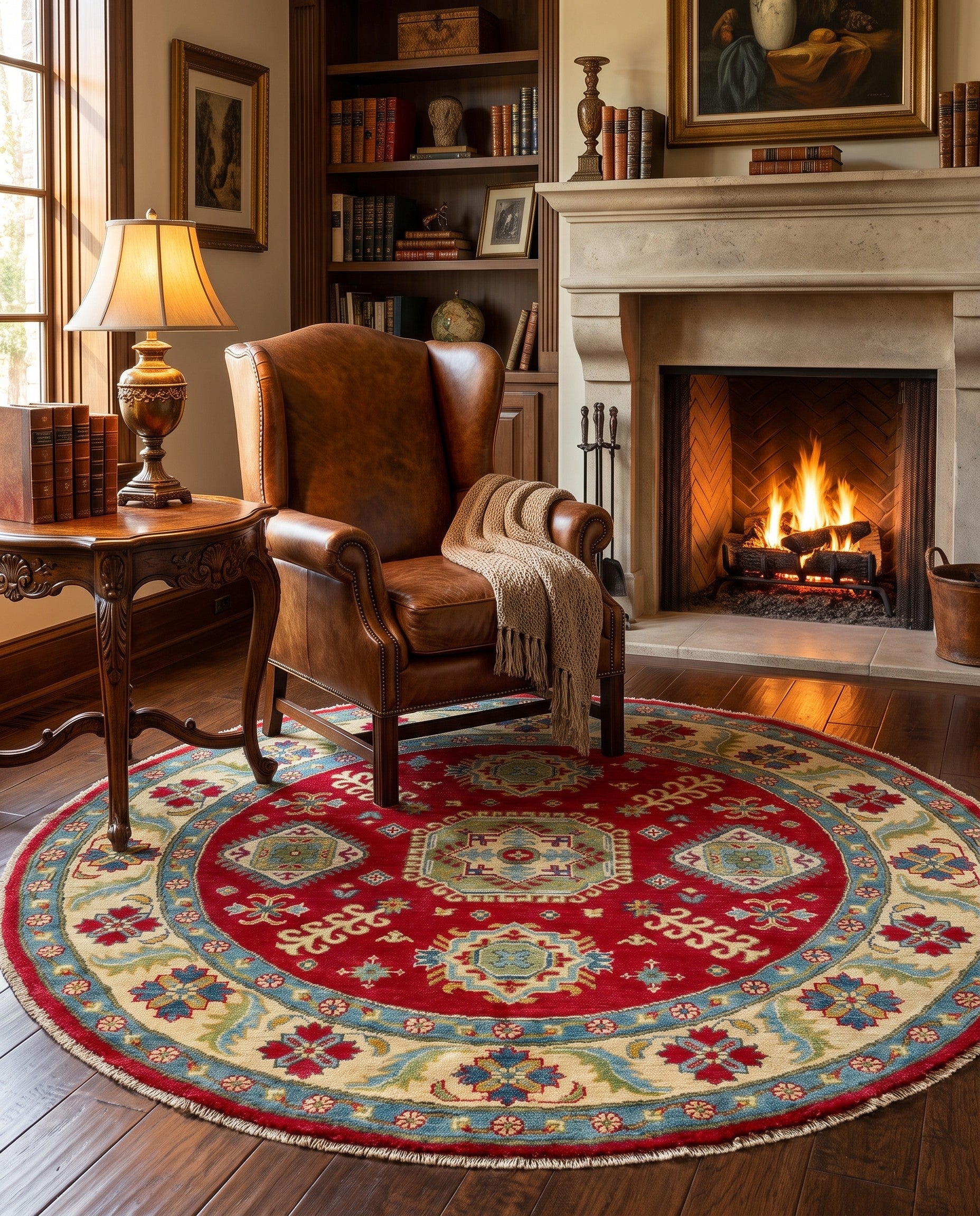 4' 9 x 4' 10 Hand Knotted Kazak Round Rug