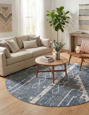 Blue Gray Oregon Round Rug