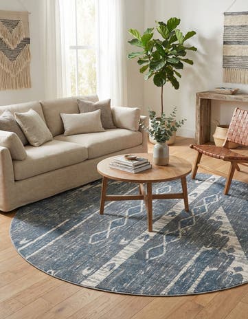 Blue Gray Oregon Round Rug