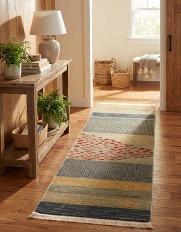 Blue Kashkuli Gabbeh Runner Rug