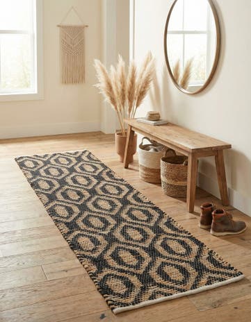 Black Hand Woven Chindi Jute Runner Rug