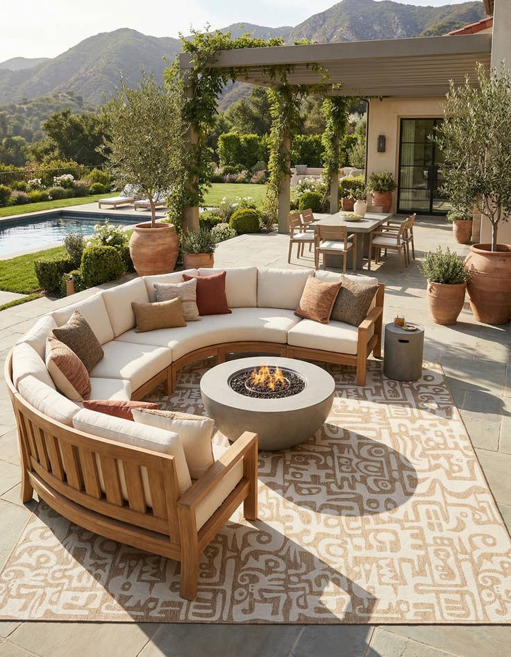 Detail image of 13' x 13' Easy-Clean Modern Indoor / Outdoor Square Rug
