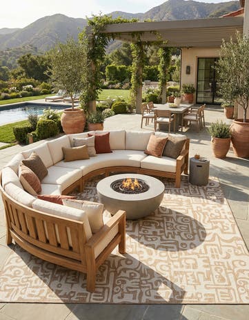 13' x 13' Easy-Clean Modern Indoor / Outdoor Square Rug