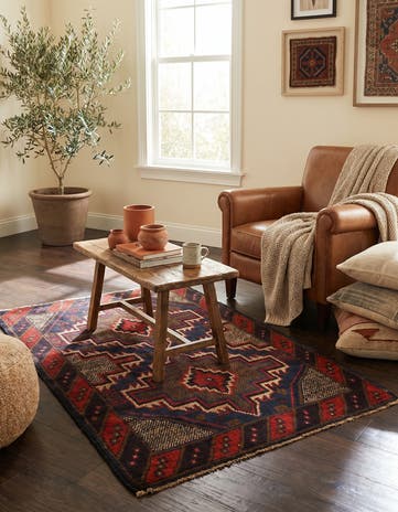 3' x 4' 5 Hand Knotted Balouch Persian Wool Rug