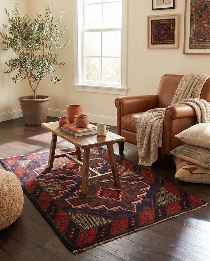 3' x 4' 5 Hand Knotted Balouch Persian Wool Rug
