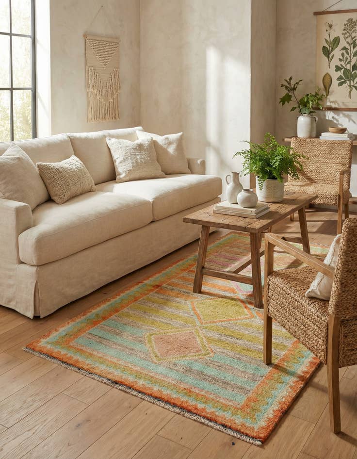 Detail image of 3' 1 x 5' 2 Hand Knotted Oushak Wool Rug