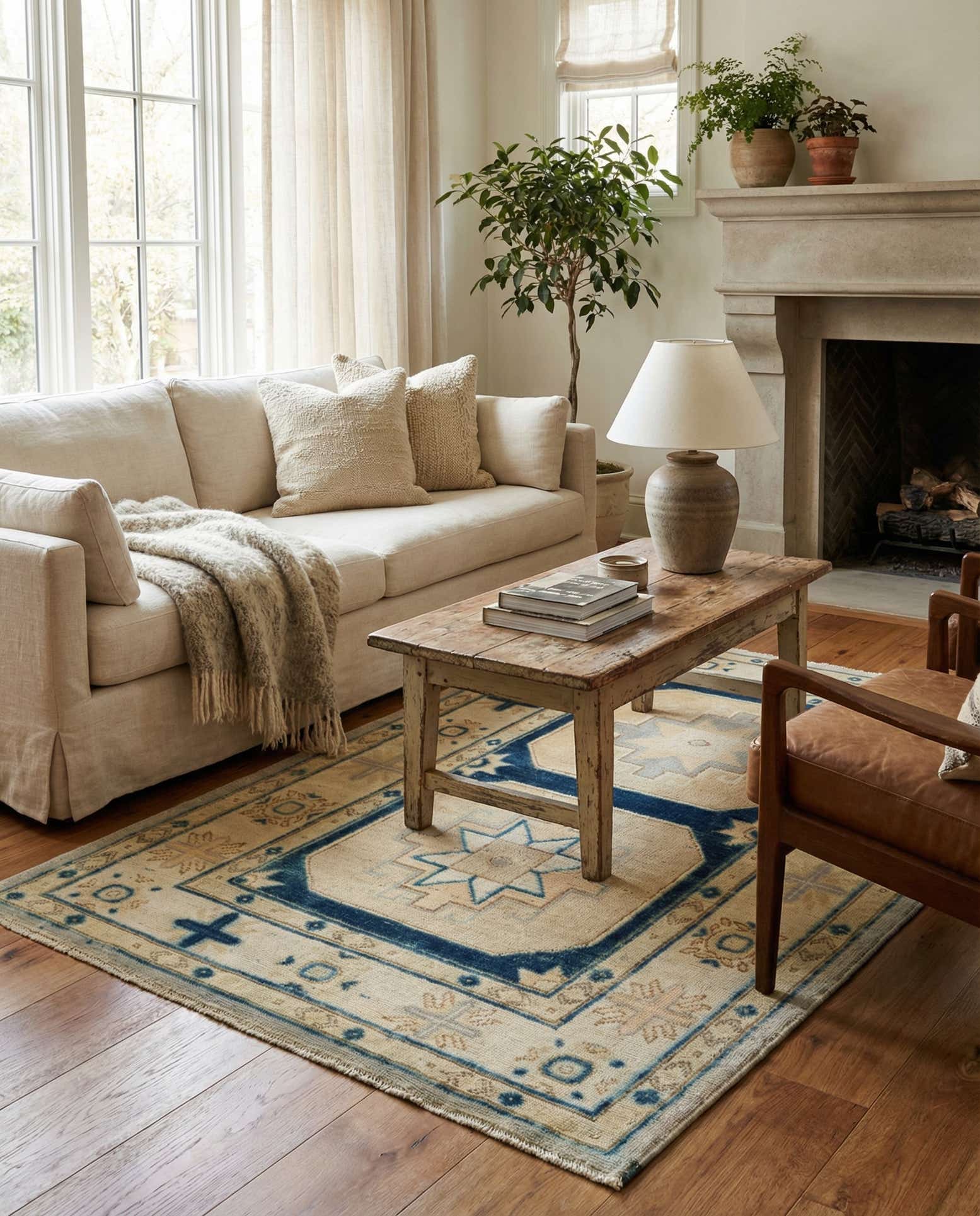 3' 6 x 4' 10 Hand Knotted Oushak Wool Rug