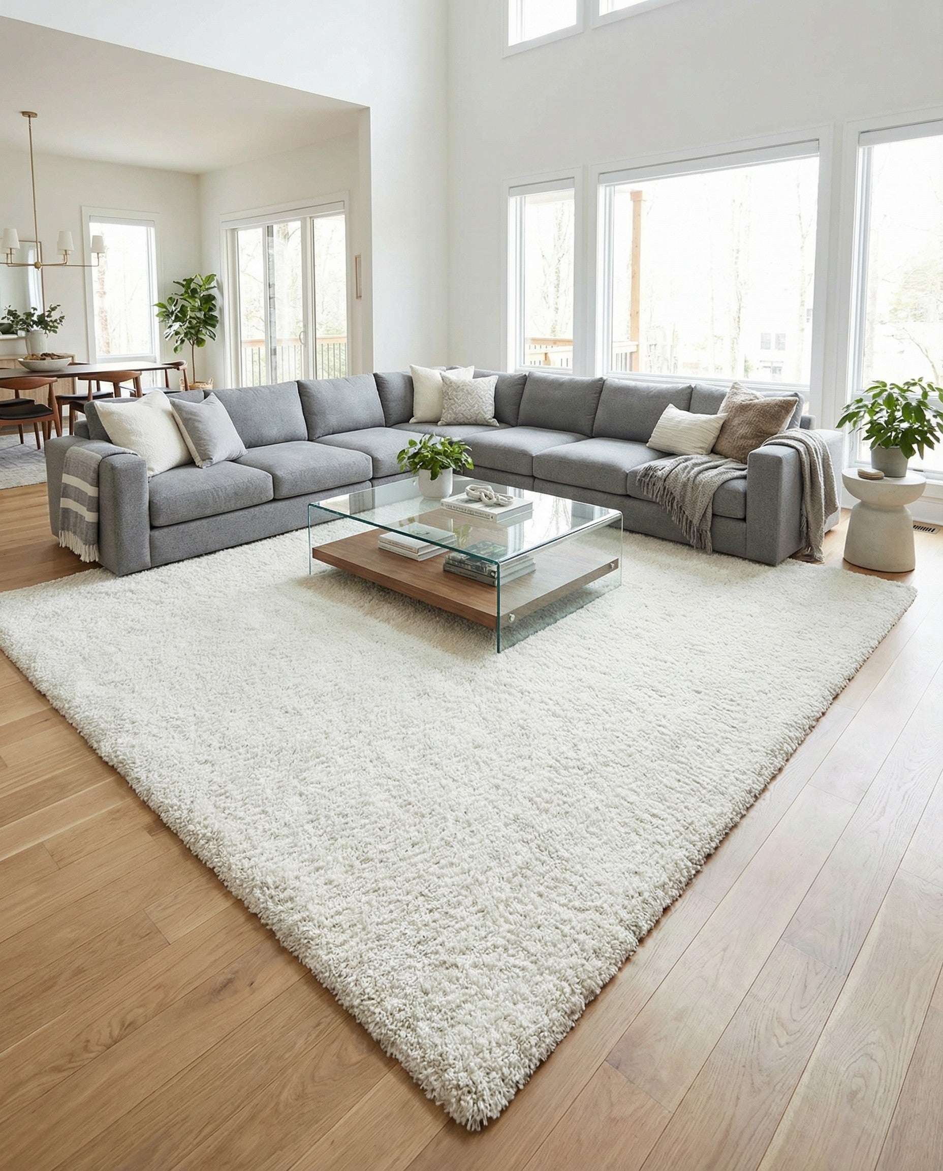 9' 10 x 9' 10 Comfort Solid Shag Square Rug