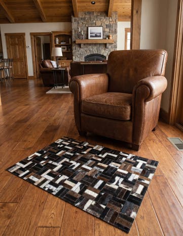 2' x 3' Cowhide Leather Rug