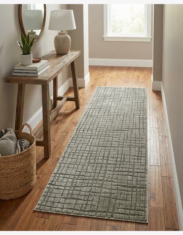 Vintage Army Green Textura Designer Runner Rug