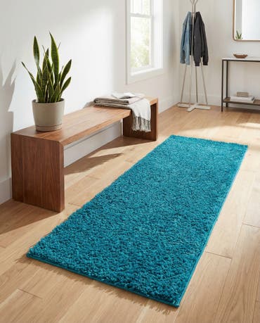  2' x 5' Solid Shag Runner Rug