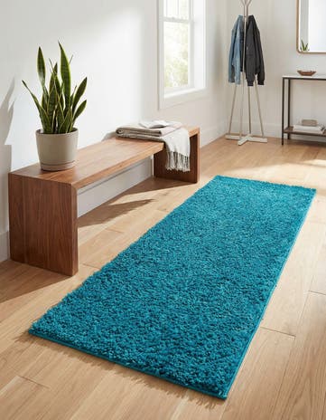 2' x 5' Solid Shag Runner Rug