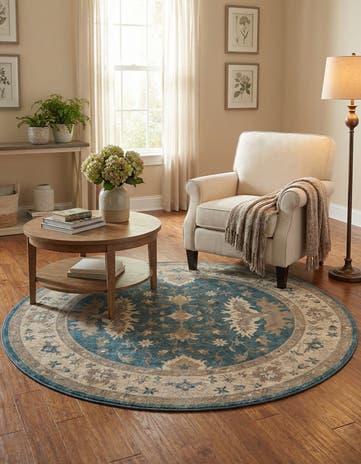 Light Blue Viola Round Rug
