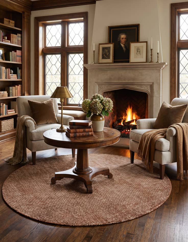 Detail image of 5' 1 x 5' 1 Hand Woven Jill Zarin English Manor Wool Round Rug