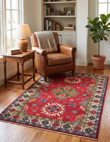 3' 5 x 4' 9 Hand Knotted Kazak Rug