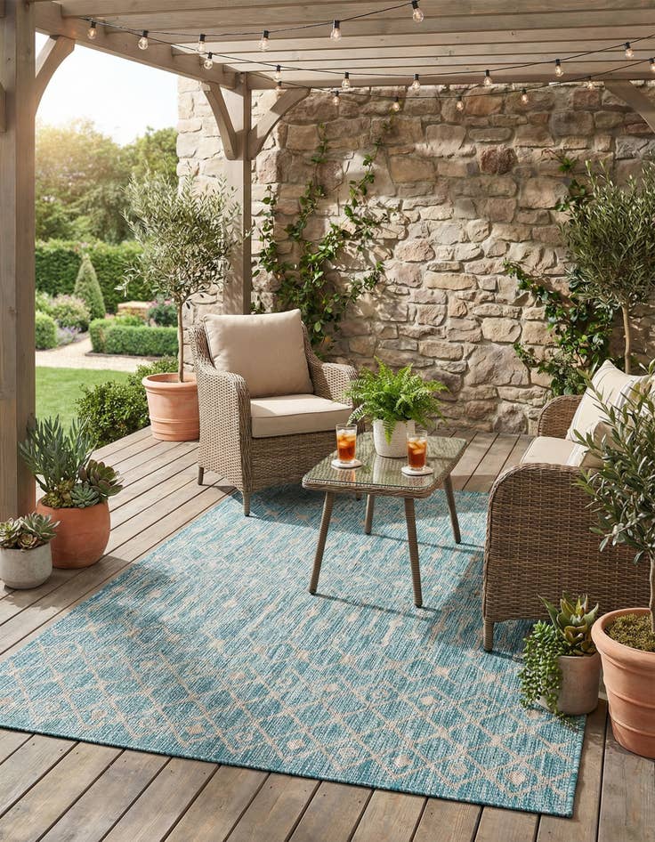 Detail image of 5' 3 x 8' Washable Lattice Indoor / Outdoor Rug