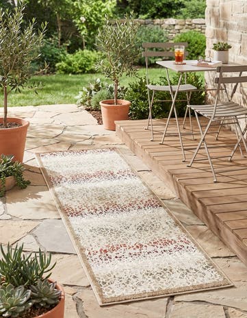 Beige Easy-Clean Modern Indoor / Outdoor Runner Rug
