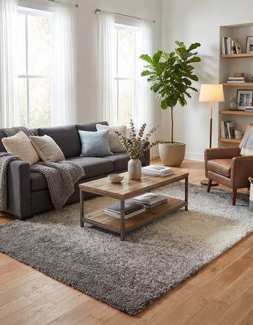 Black and Gray Soft Touch Shag Rug