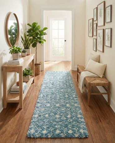  2' 7 x 12' Moroccan Trellis Shag Runner Rug