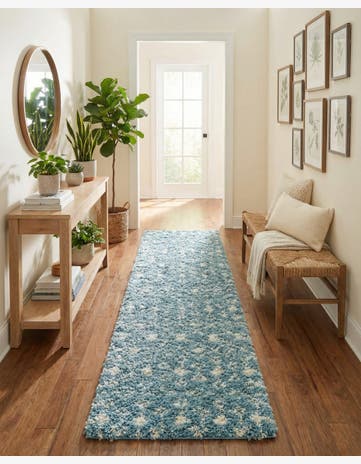 2' 7 x 12' Moroccan Trellis Shag Runner Rug