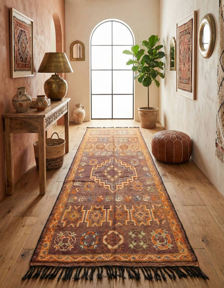 Detail image of 5' 5 x 10' 10 Hand Knotted Moroccan Wool Runner Rug