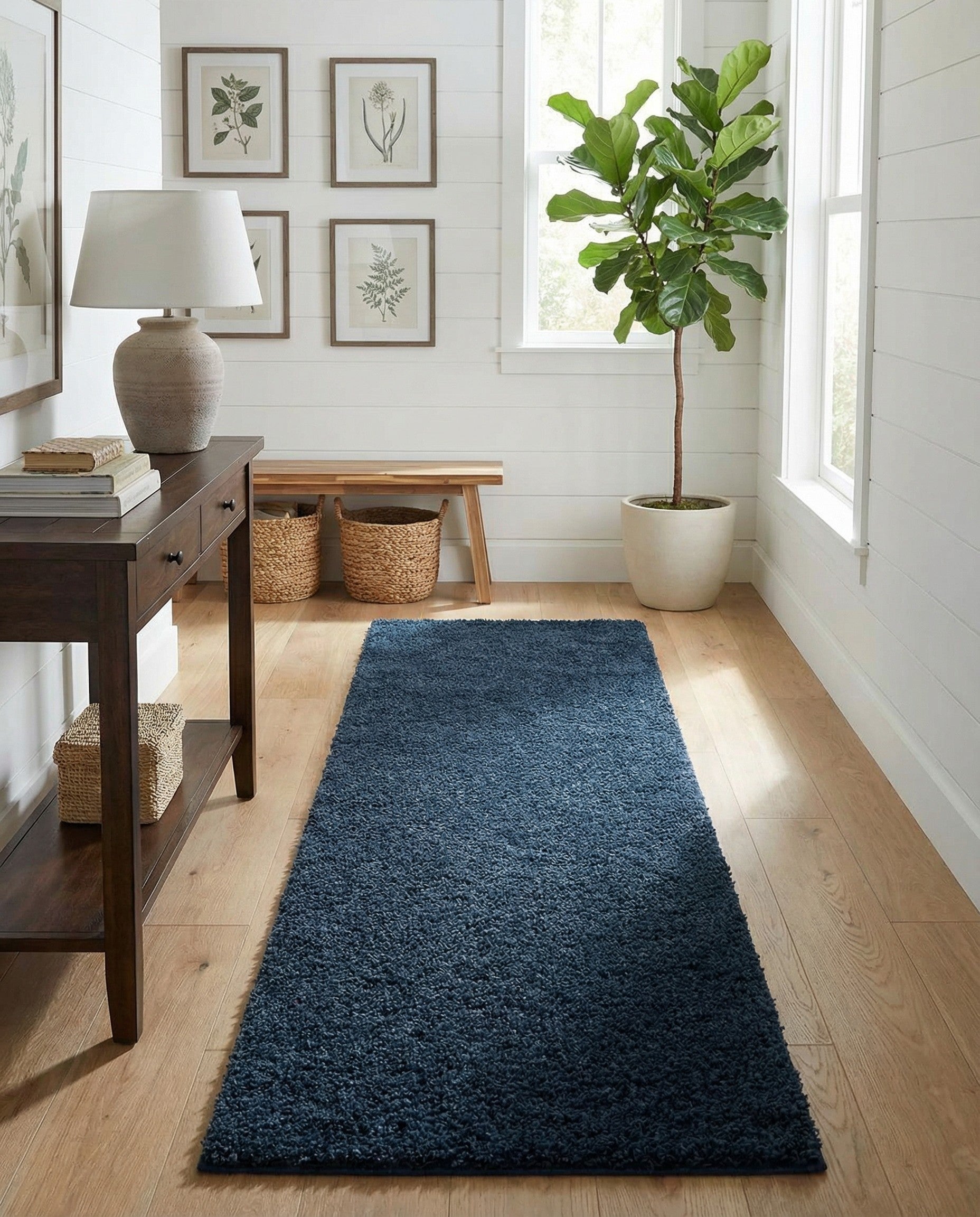 2' 7 x 12' Solid Shag Runner Rug