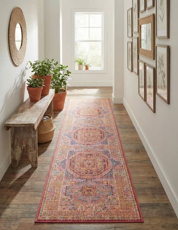 Peach Aqua Runner Rug