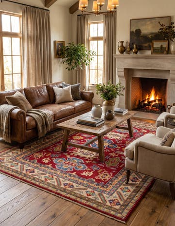 190cm x 270cm Hand Knotted Kazak Rug