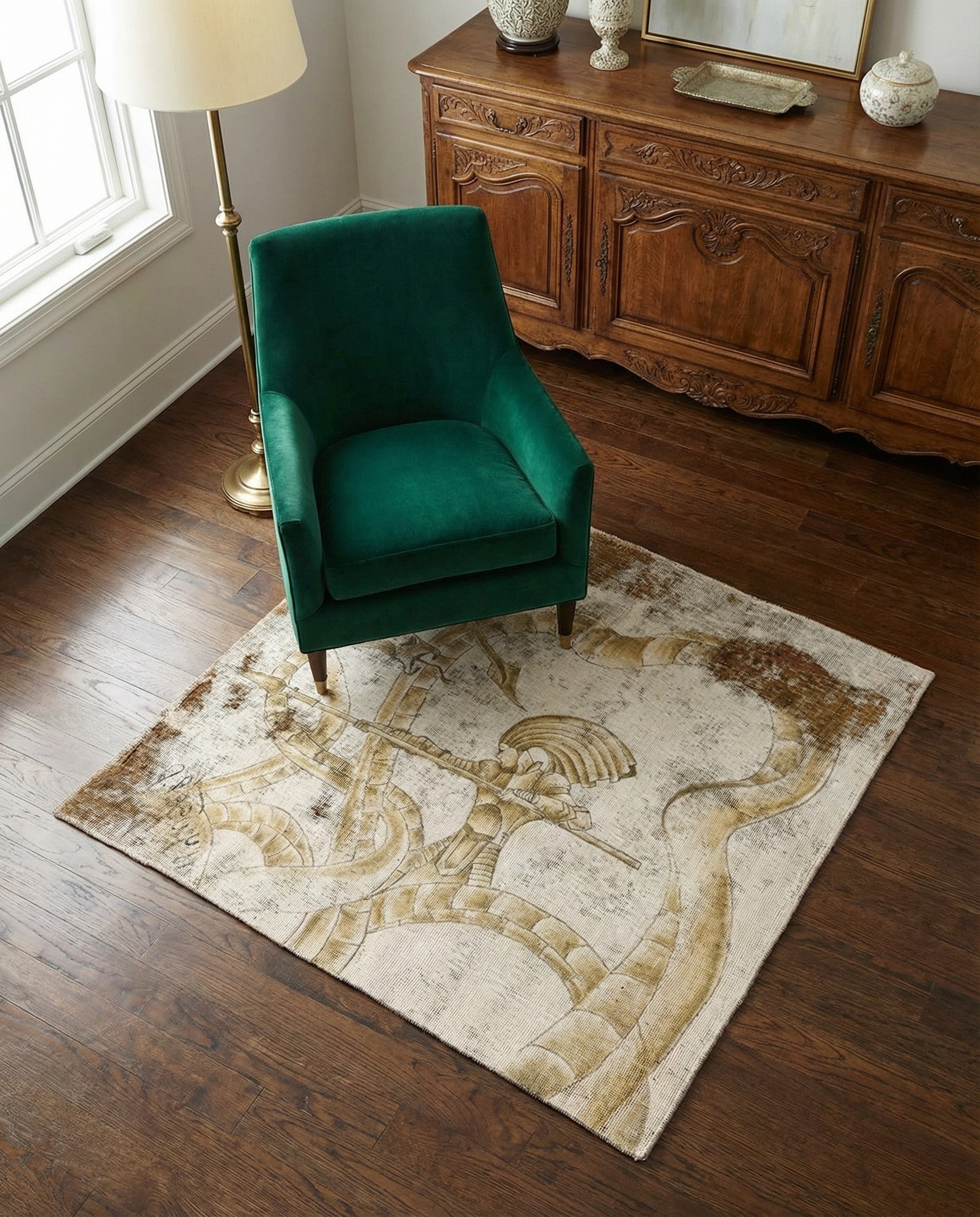 3' 9 x 3' 10 Hand Knotted Ultra Vintage Persian Wool Square Rug