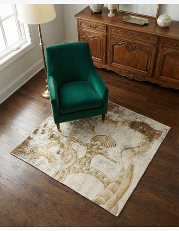 3' 9 x 3' 10 Hand Knotted Ultra Vintage Persian Wool Square Rug