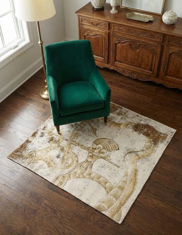 3' 9 x 3' 10 Hand Knotted Ultra Vintage Persian Wool Square Rug