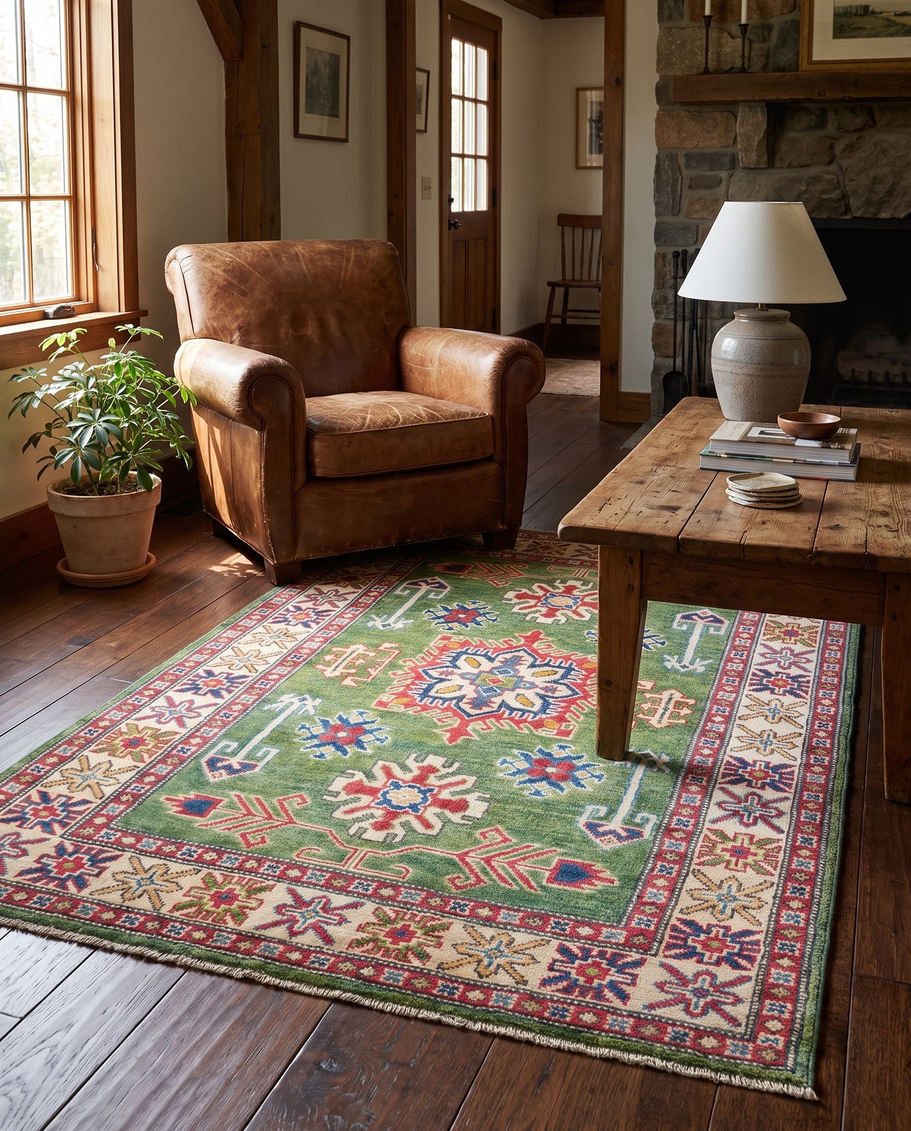 3' 3 x 4' 11 Hand Knotted Kazak Rug