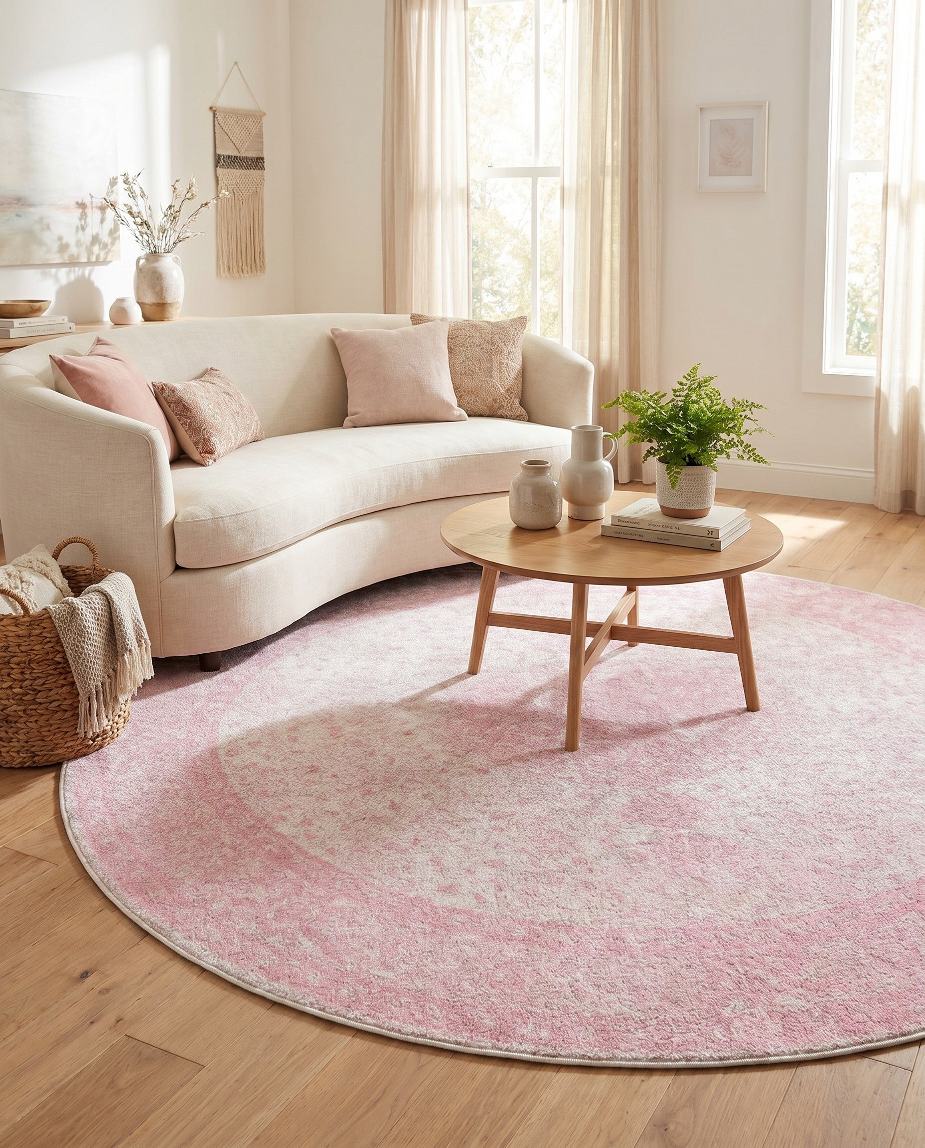 Pink Dover Round Rug