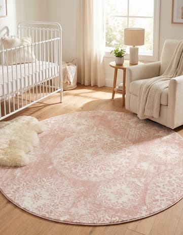 Ivory and Rose Pink Monte Carlo Round Rug