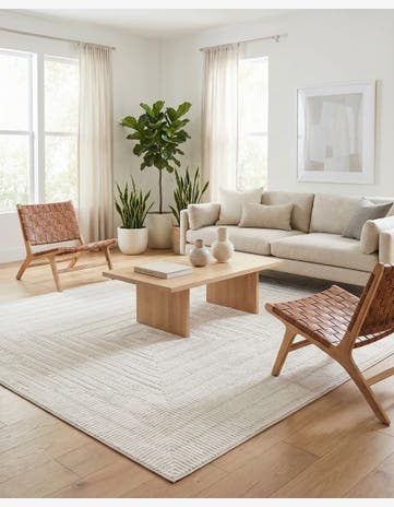 Ivory White Textura Designer Rug