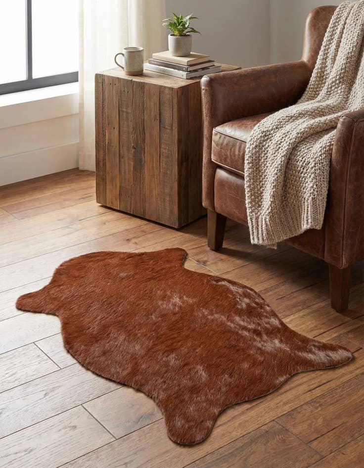 Detail image of 1' 8 x 2' 7 Cowhide Leather Rug