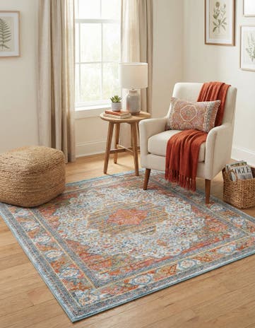 Light Blue Santiago Square Rug