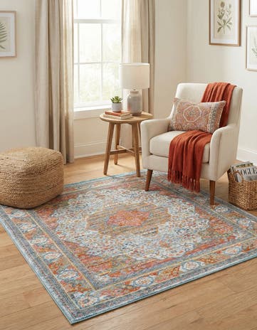 Light Blue Santiago Square Rug